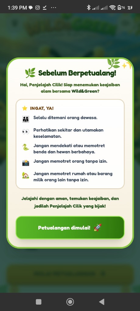 Layar panduan keselamatan